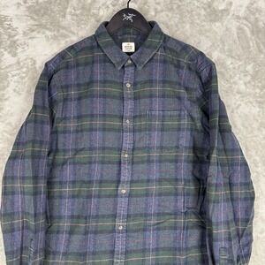 Marine Layer Flannel Shirt Button-Down Plaid Cotton Mens Large Utility Preppy